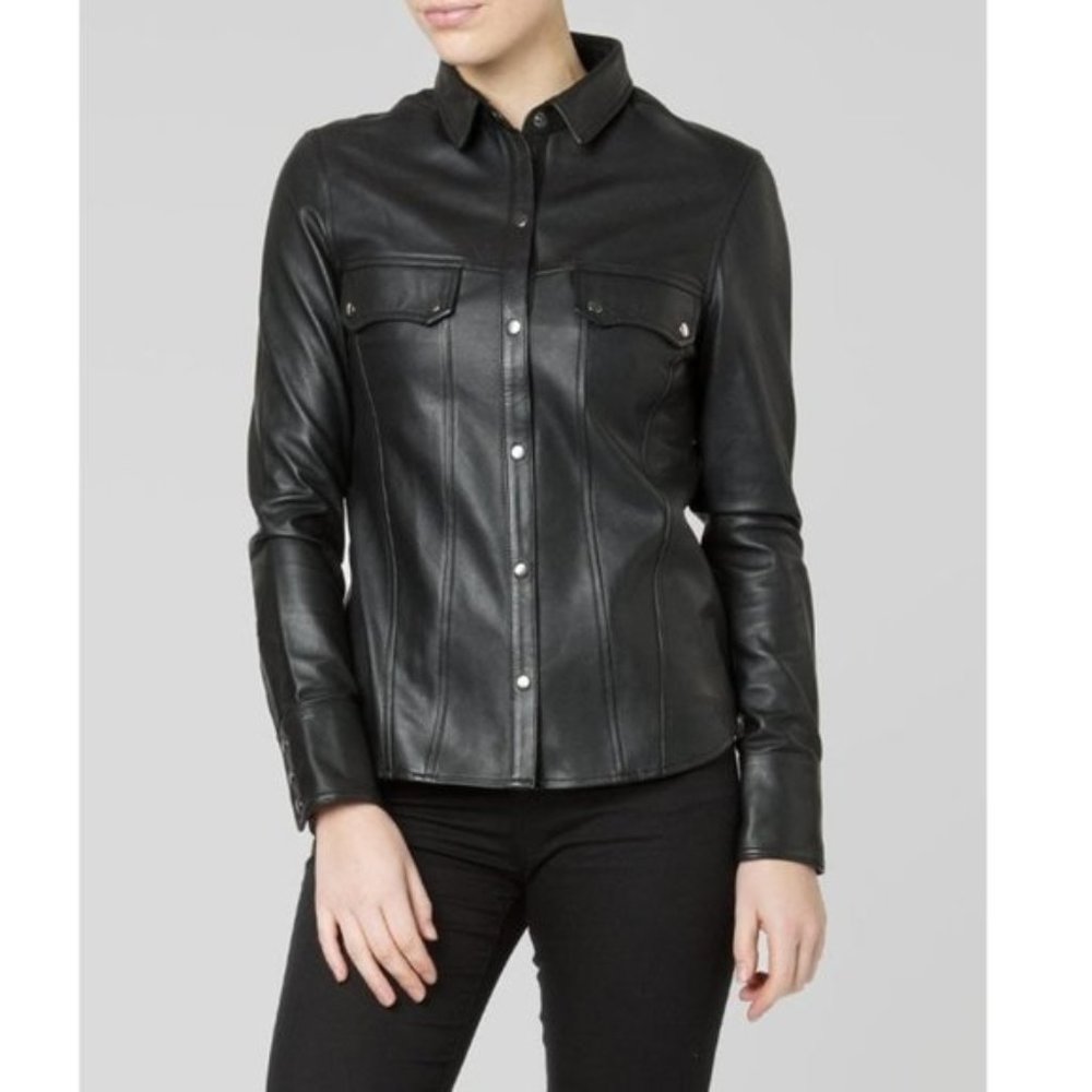 Muubaa Mason Lamb Leather Shirt Jacket